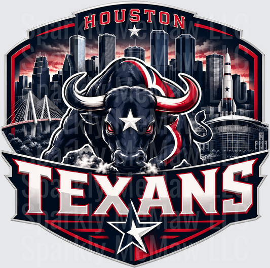Houston Texans Bull Skyline UV DTF Decal