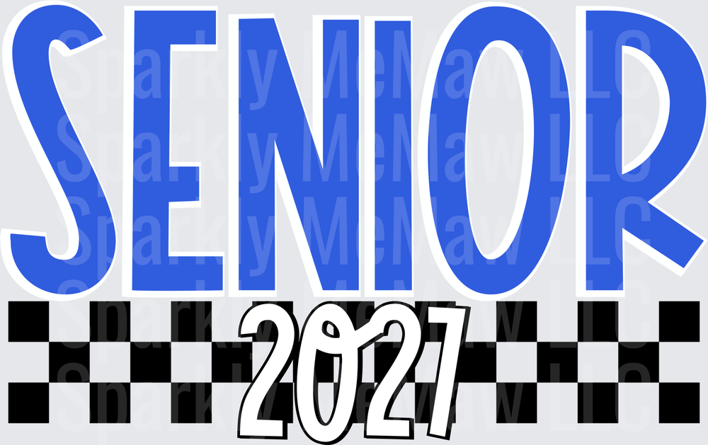 Senior 2027 Checkered Bold Blue UV DTF Decal