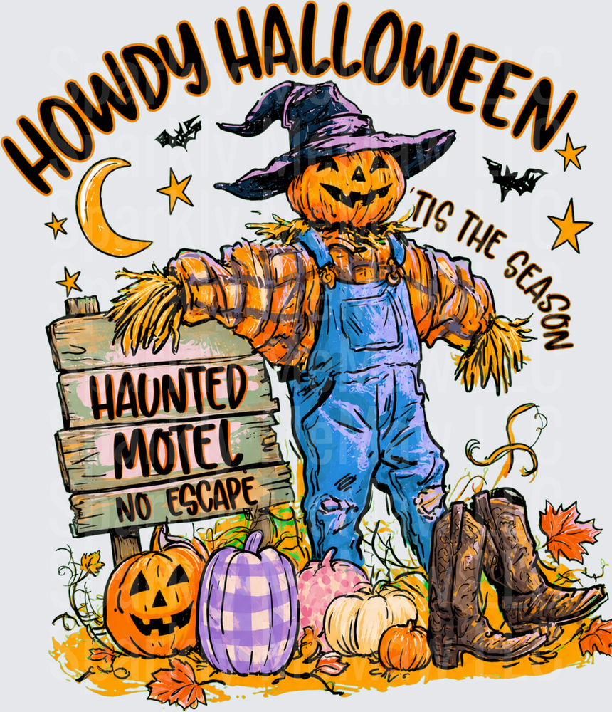 Howdy Halloween Scarecrow UV DTF Decal