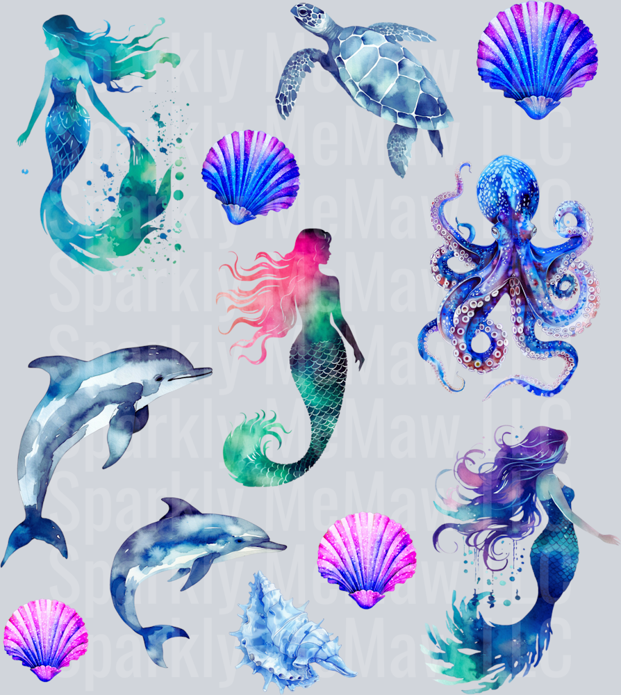 Mermaid.Ocean.UV DTF Element Sheet