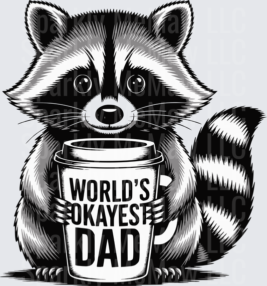 World's Okayest Dad Raccoon Coffee Mug UV DTF Decal