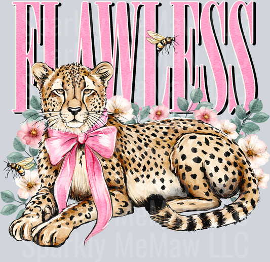 Leopard with Pink Bow and Flowers But I'm Not Reckless UV DTF Decal