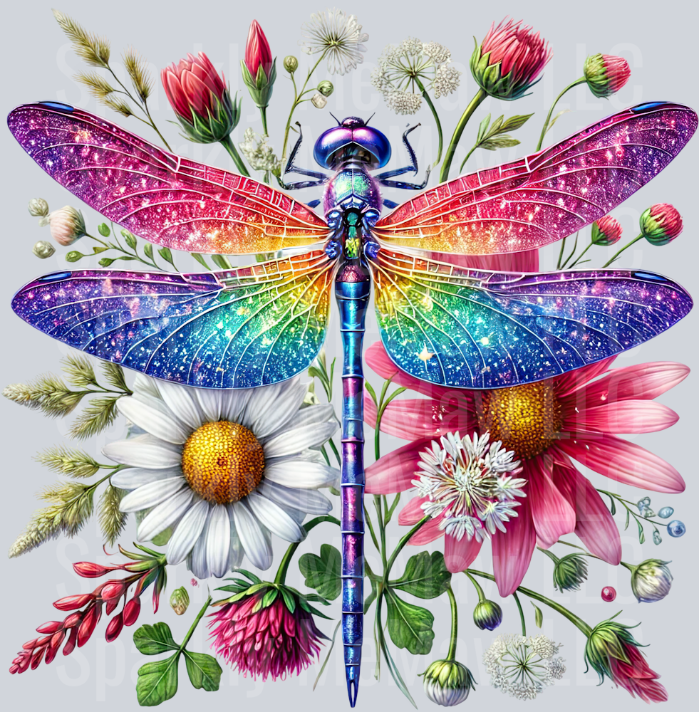 25 Floral Dragonfly UV DTF Clip Art Decal