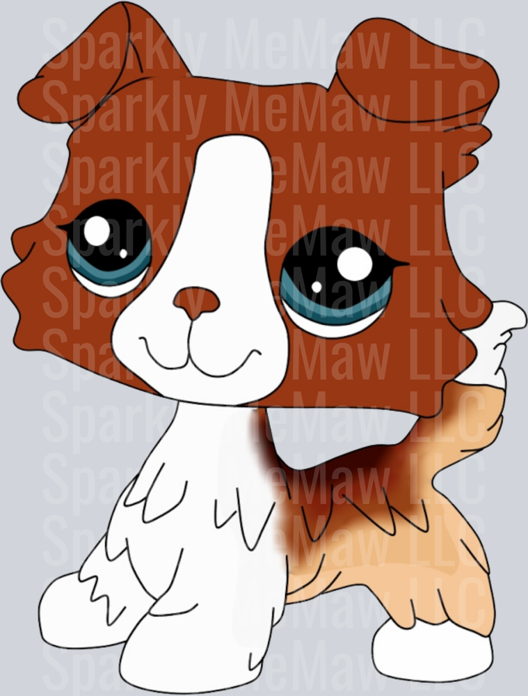 Cute Kawaii Brown and White Puppy with Big Blue Eyes UV DTF Decal