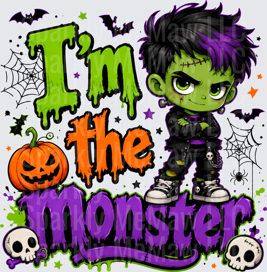 I'm The Monster Chibi Frankenstein Boy Halloween DTF Transfer for fabrics
