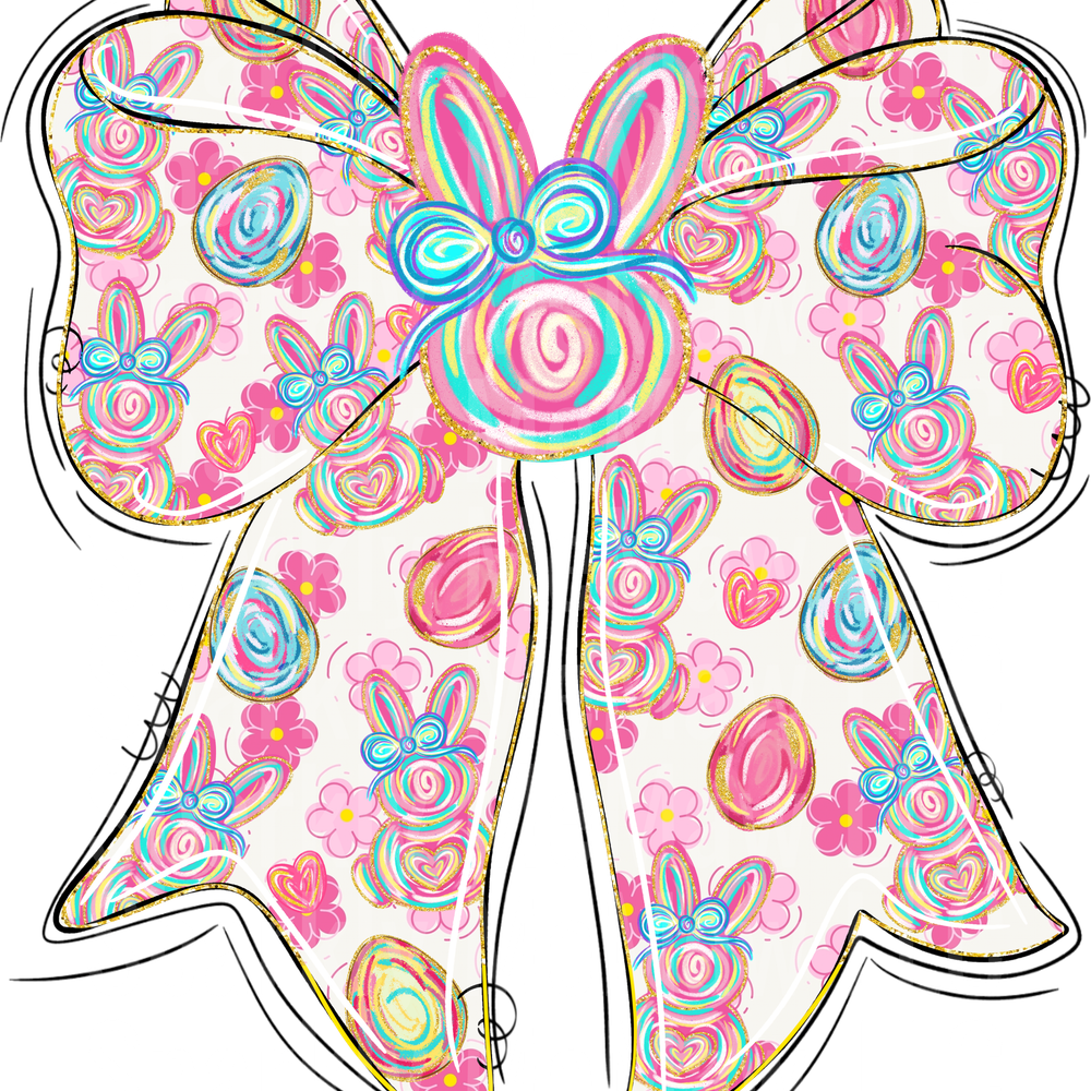 Brushstroke Easter Bunny Bow UV DTF DECAL