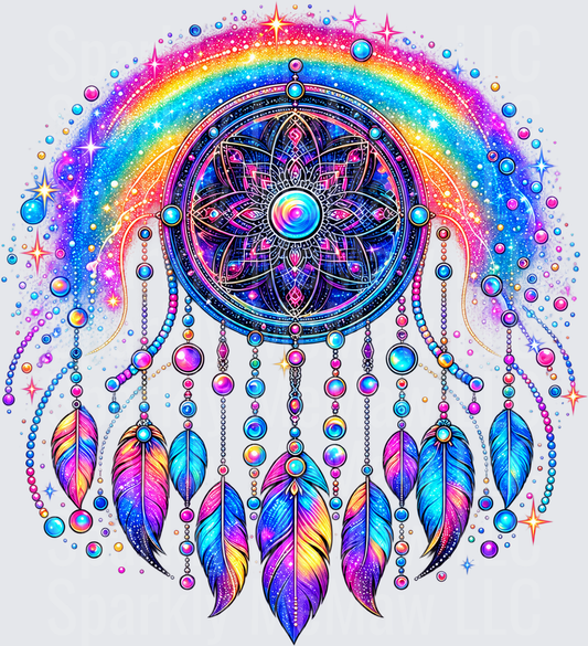 Rainbow Galaxy Dream Catcher DTF Transfer for Fabrics