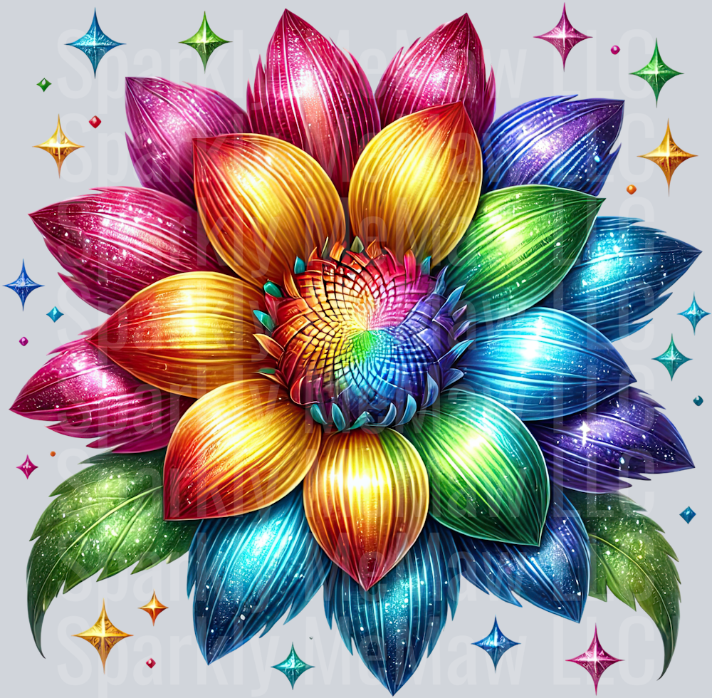 3 Rainbow Sunflower UV DTF Clip Art Decal