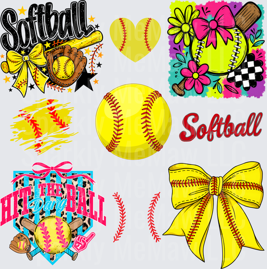 Softball Themed Designs 10x10 UV DTF Sheet