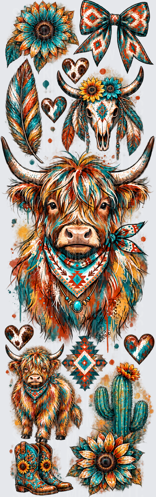 Boho Highland Cow UV DTF Pen Wrap