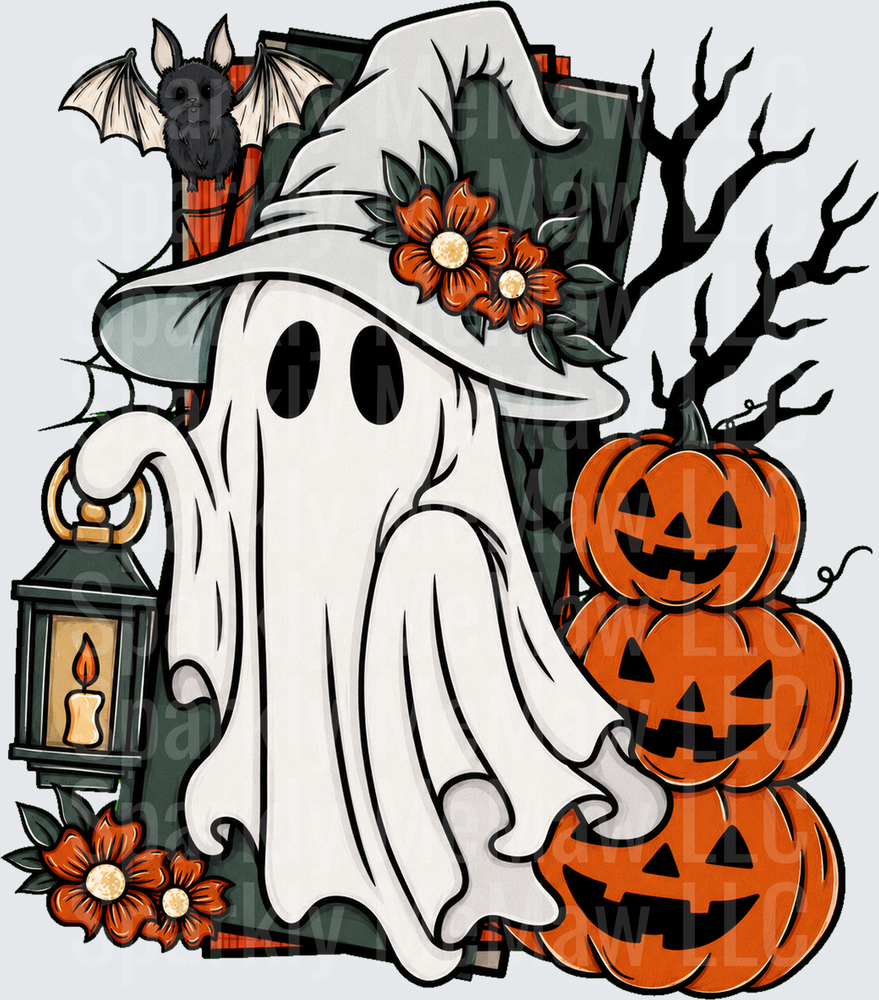 Floral Witch Hat Ghost Halloween UV Decal Decal