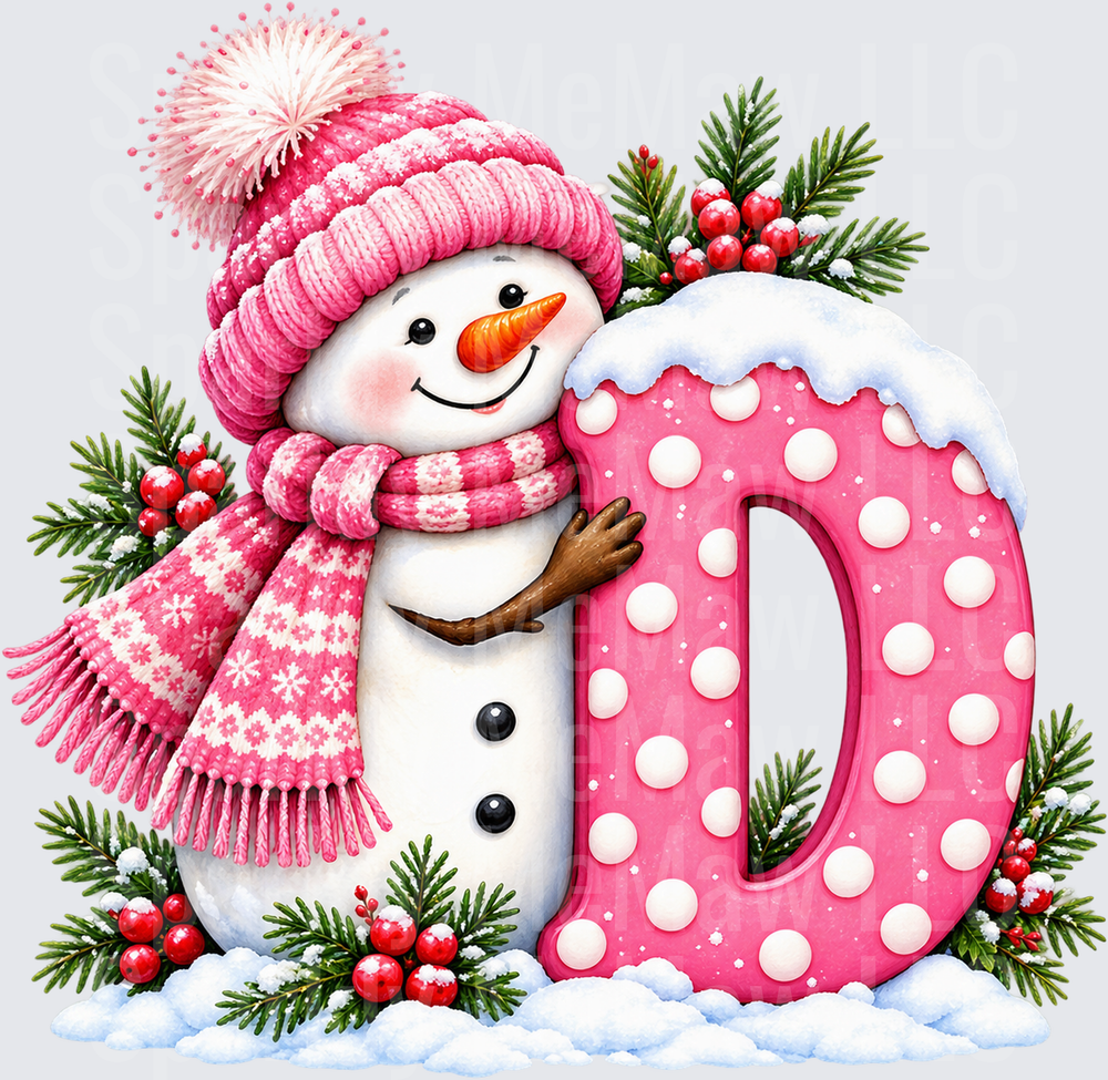 Snowman Letter D UV DTF Decal