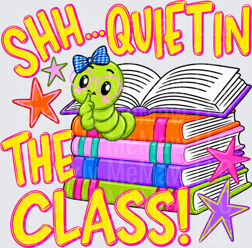 Shh Quiet Bookworm UV DTF Decal