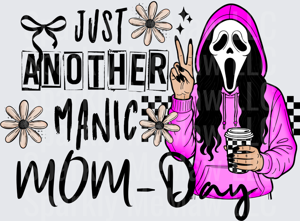 Just Another Manic Mom-Day Ghostface in Pink Hoodie with Coffee