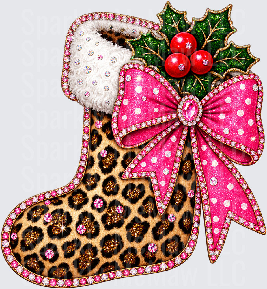 Leopard Print Glam Stocking DTF Transfer for Fabrics