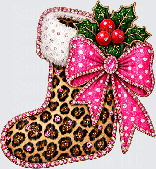 Leopard Print Glam Stocking DTF Transfer for Fabrics