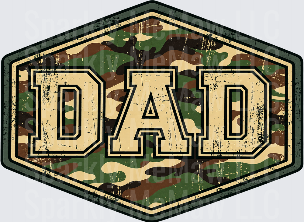 Camo DAD Hexagon Badge UV DTF Decal