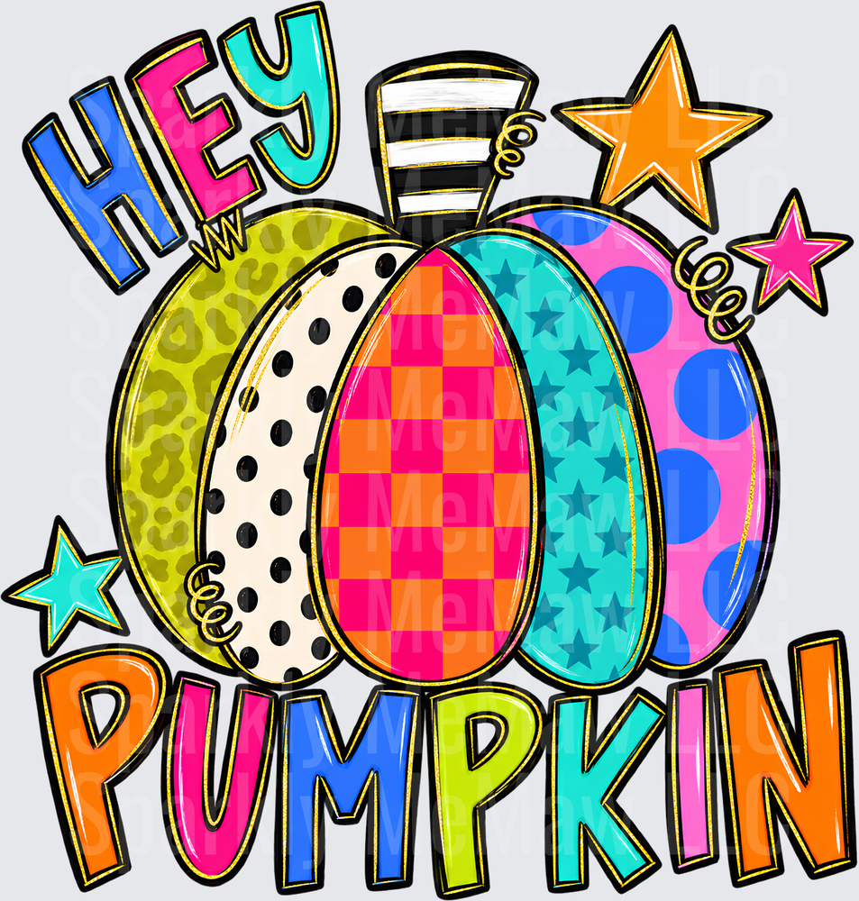 Hey Pumpkin Colorful Patterned Trio UV DTF Decal