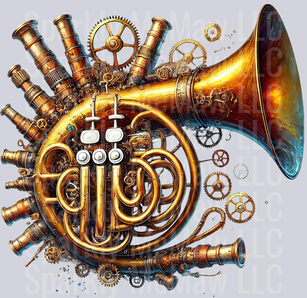 Musical Steampunk UV DTF Clip art Decal 13