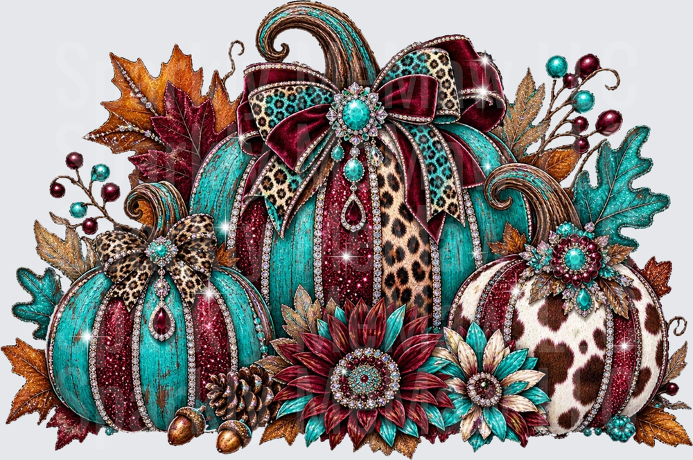 Bejeweled Leopard Pumpkins UV DTF Decal