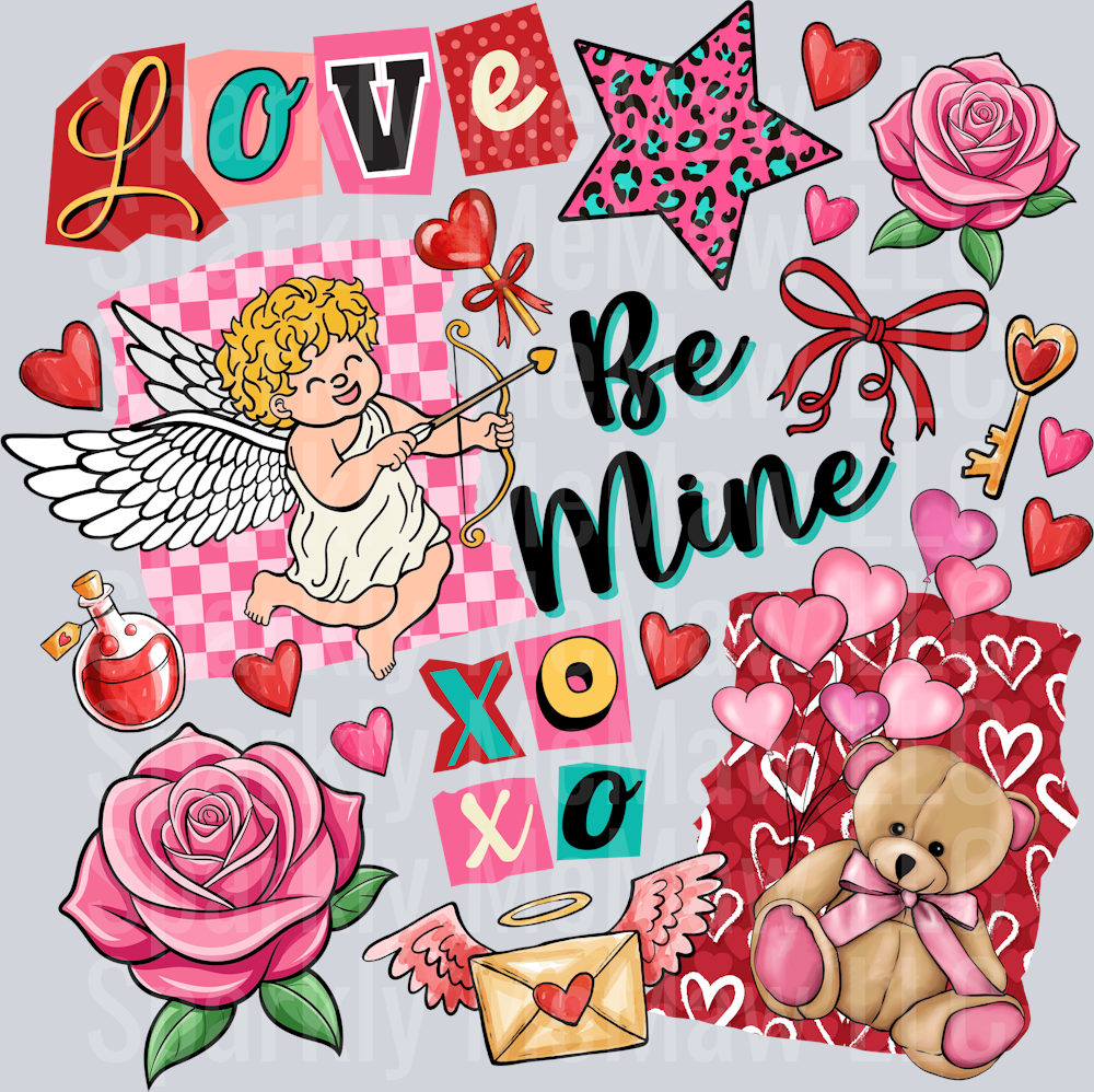 vday collage uv dtf decal