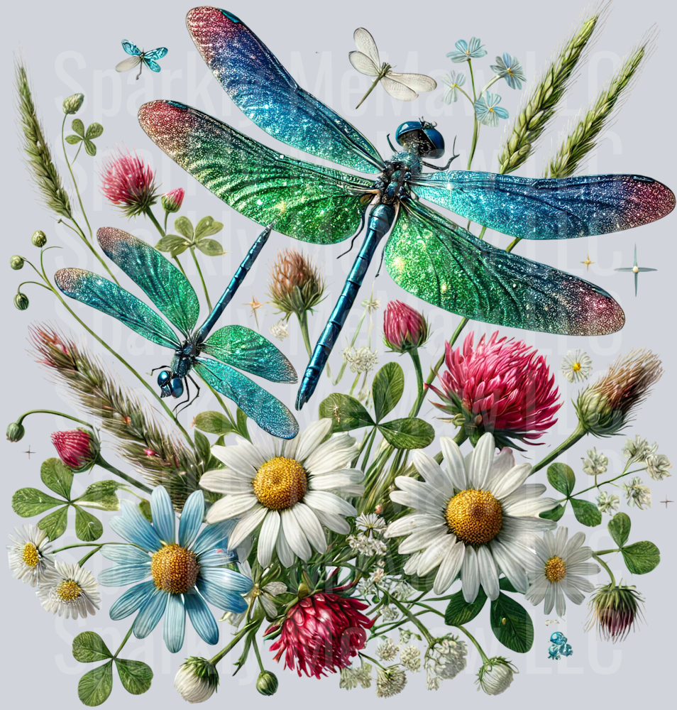15 Floral Dragonfly UV DTF Clip Art Decal