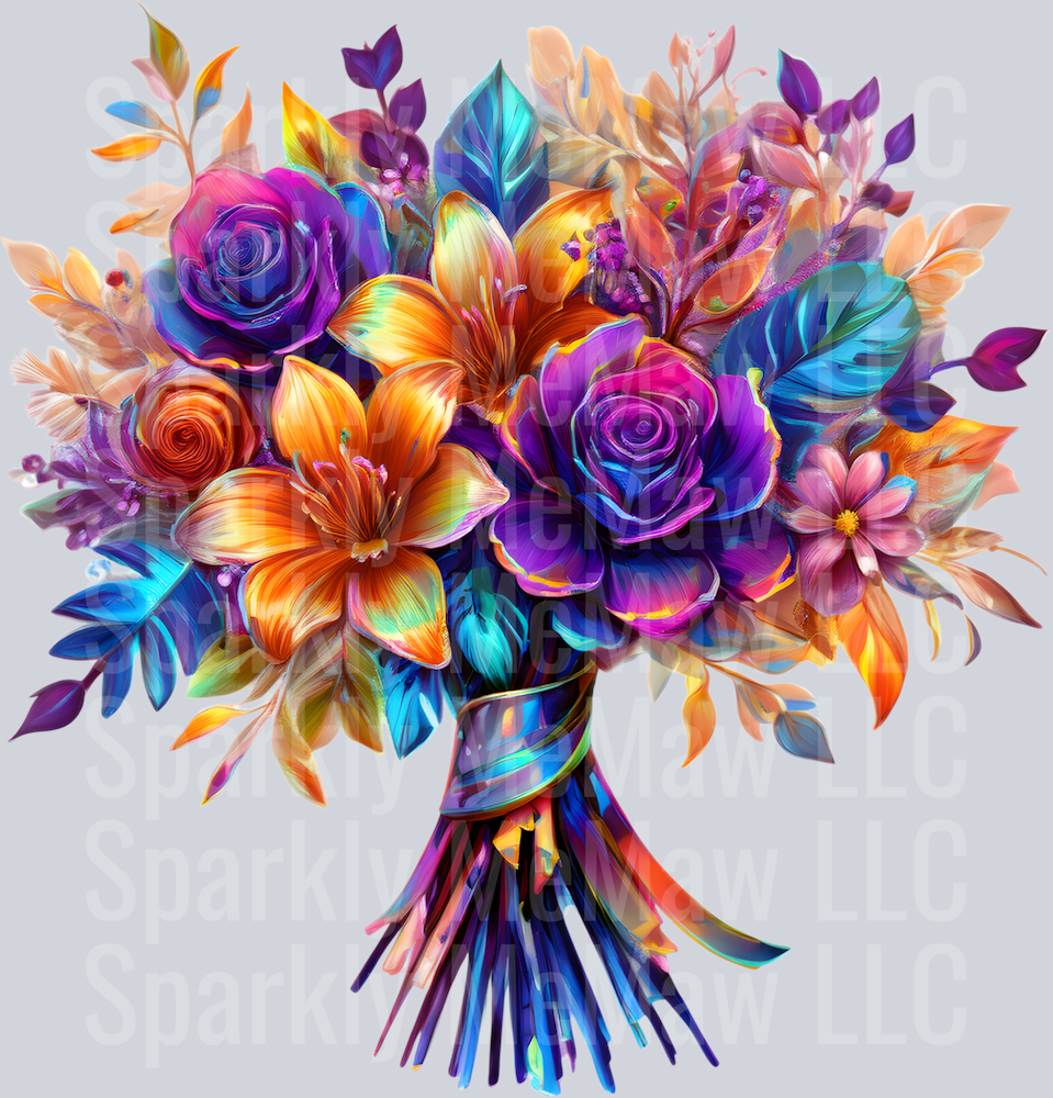 jewel tone floral clipart (94) UV DTF Decal