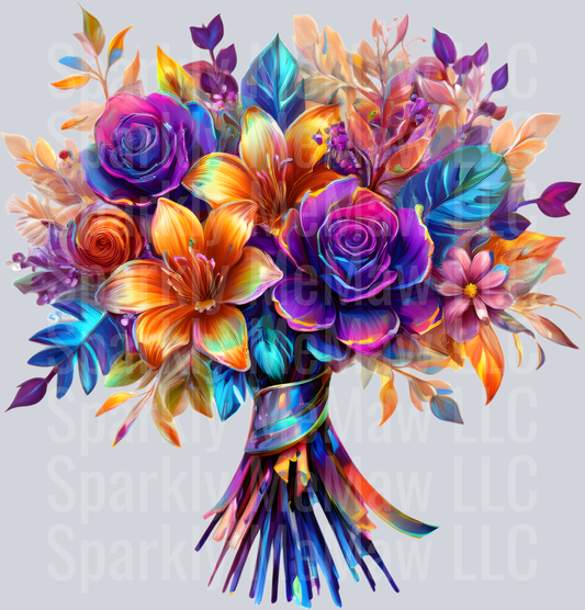 jewel tone floral clipart (94) UV DTF Decal