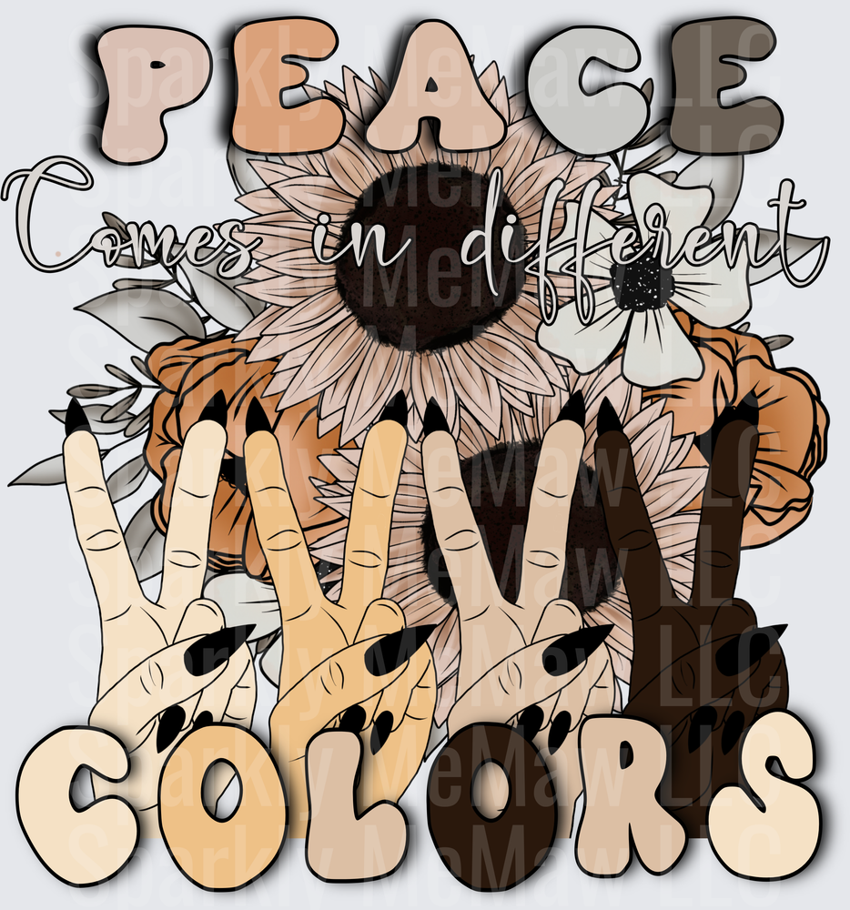 Peace Comes in Different Colors Sunflower Diversity Hands UV DTF Decal