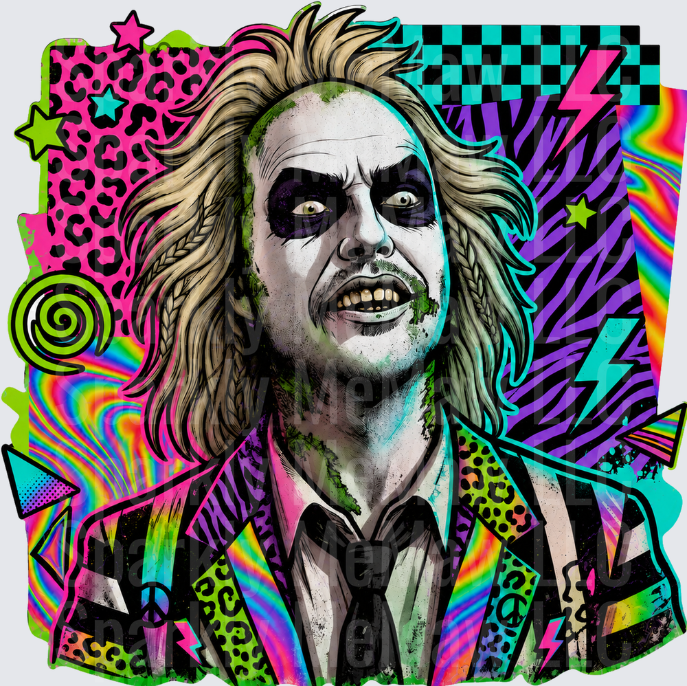 Beetlejuice Neon Retro Pop Art DTF Transfer