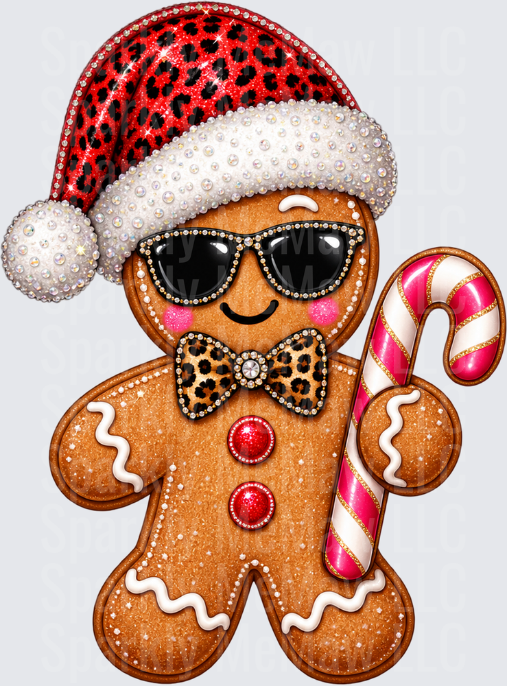 Gingerbread Man Leopard Santa UV DTF DECAL (HARD SMOOTH SURFACE)