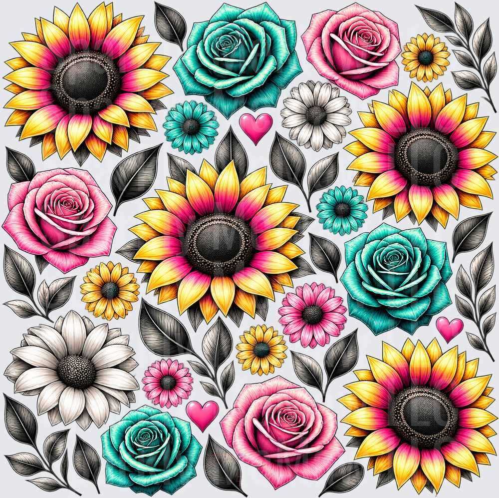 Vibrant Floral Mix 10x10 Cut and Stick UV Sheet