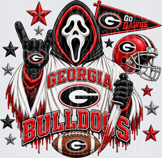 Georgia Bulldogs Ghostface Horror UV DTF Decal