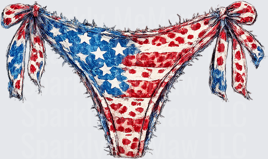 Vintage Distressed American Flag Bikini Bottom DTF Transfer for Fabric