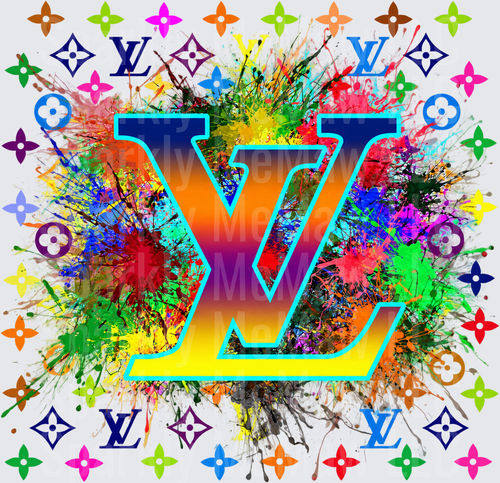 Colorful LV Monogram Splatter is a UV DTF DECAL (HARD SMOOTH SURFACE)