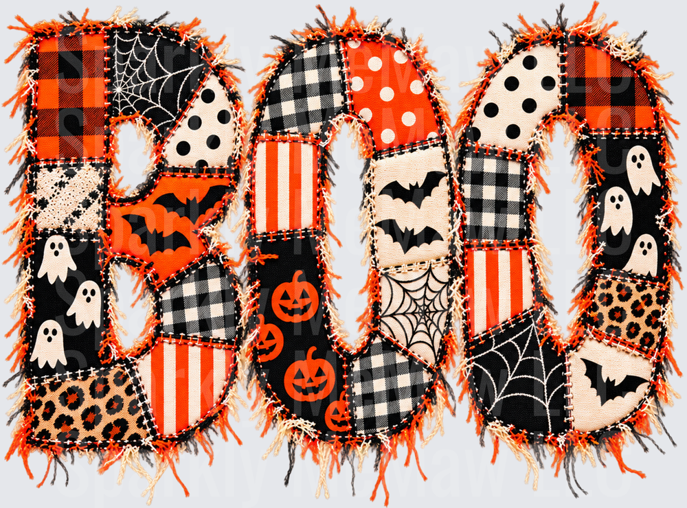 BOO Halloween Patchwork Quilt UV DTF Decal