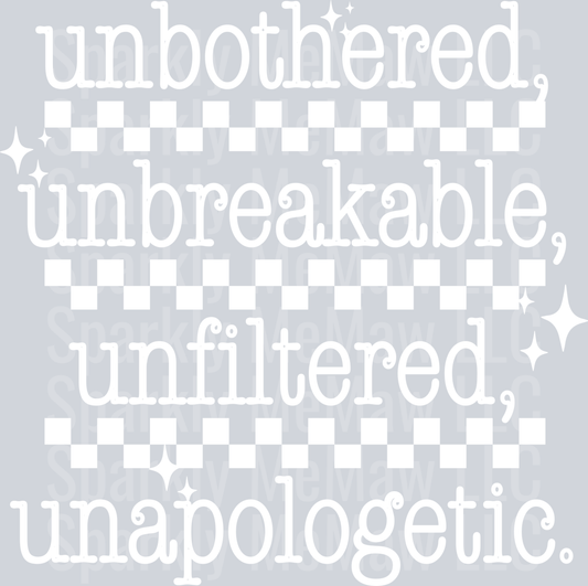 unbothered White UV DTF Decal