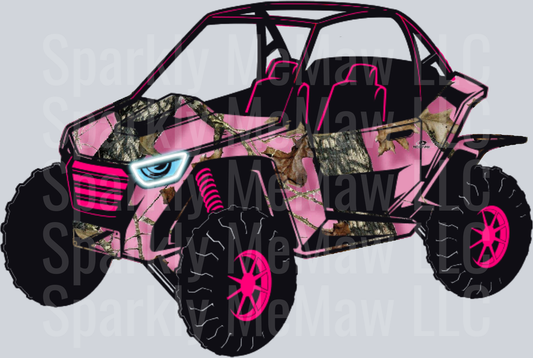 Pink Camo Off-Road UTV with Hot Pink Accents UV DTF Decal
