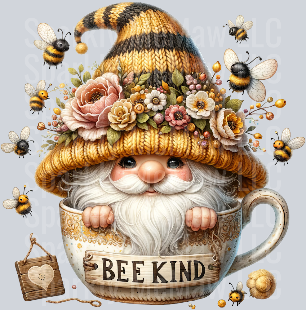 44 Bee Gnome UV DTF Clip Art Decal