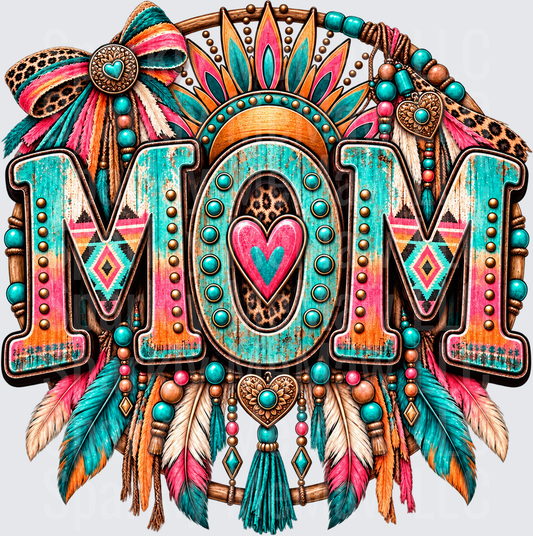 Boho Western MOM Dream Catcher DTF Transfer for Fabrics