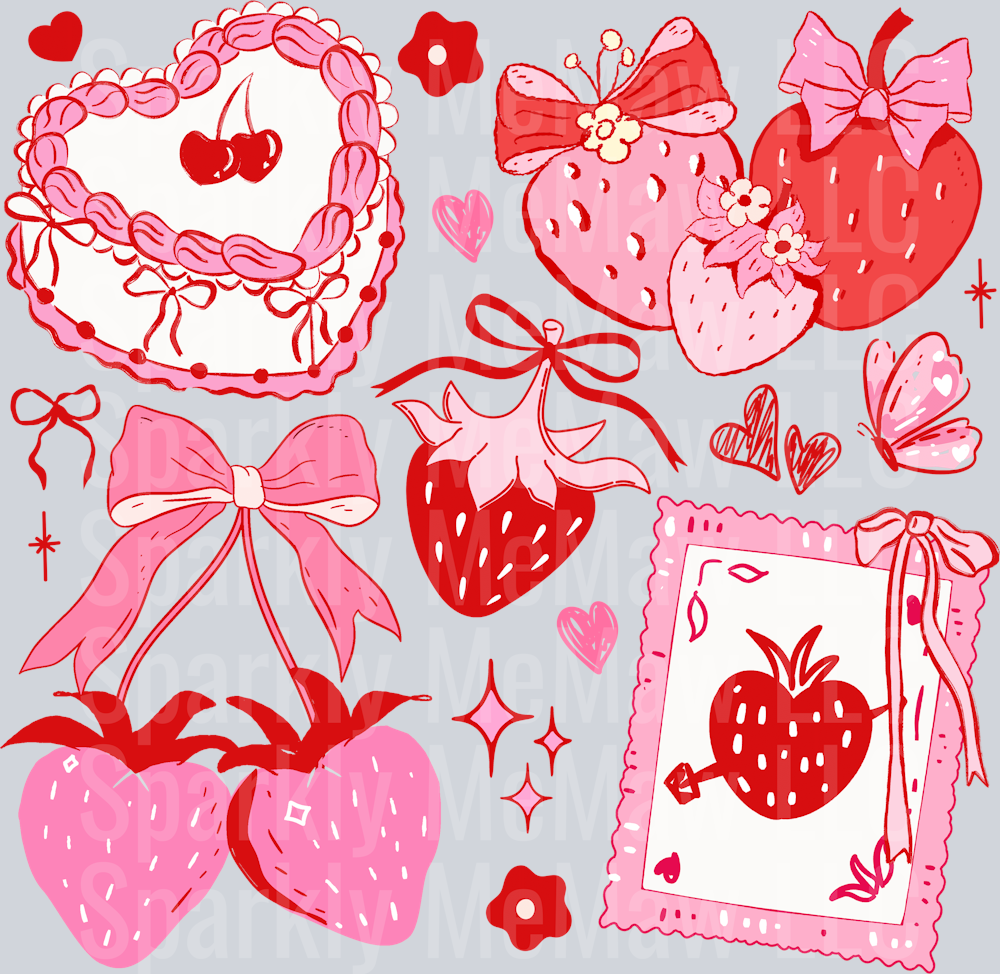 Strawberry Coquette UV DTF Decal