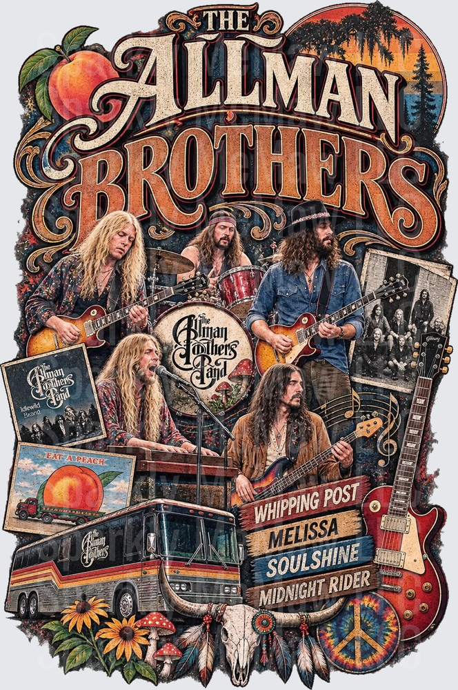 The Allman Brothers Band Tribute is a UV DTF Decal