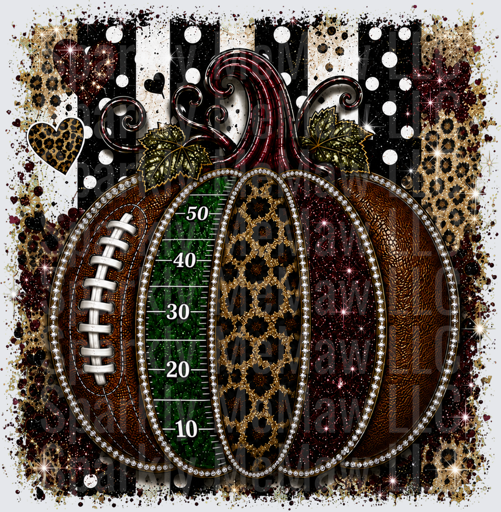 Football Pumpkin Leopard Glitter Fall UV DTF Decal