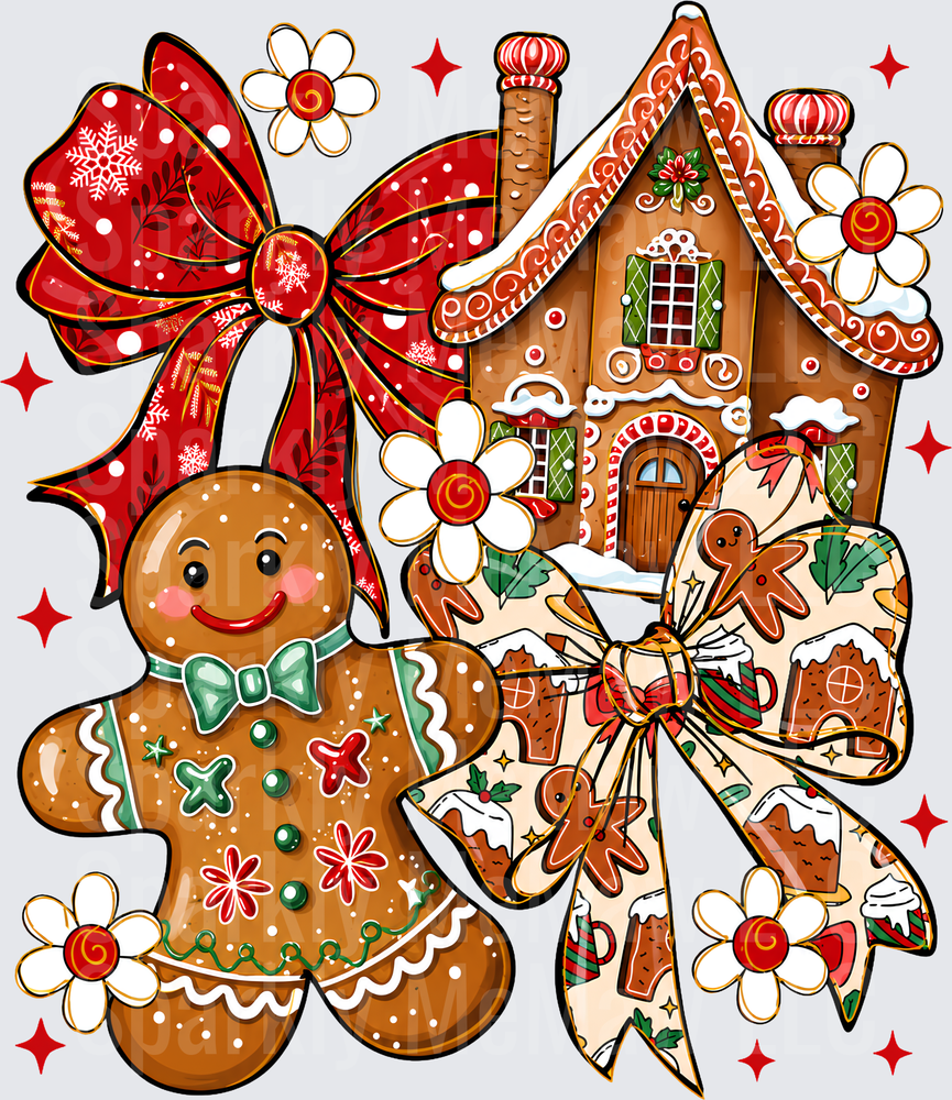 Gingerbread House Christmas Coquette is a UV DTF Decal