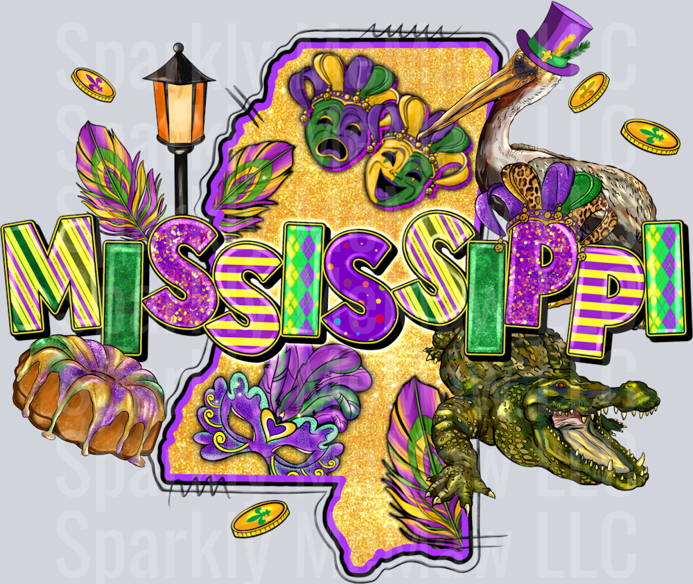 Mississippi Mardi UV DTF Decal