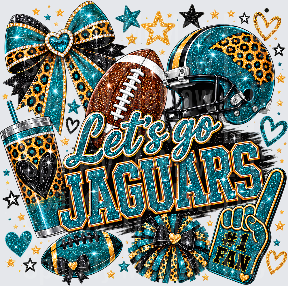 Let's Go Jaguars Fan Glitter UV DTF Decal