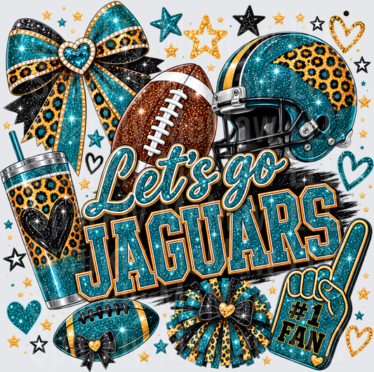 Let's Go Jaguars Fan Glitter UV DTF Decal