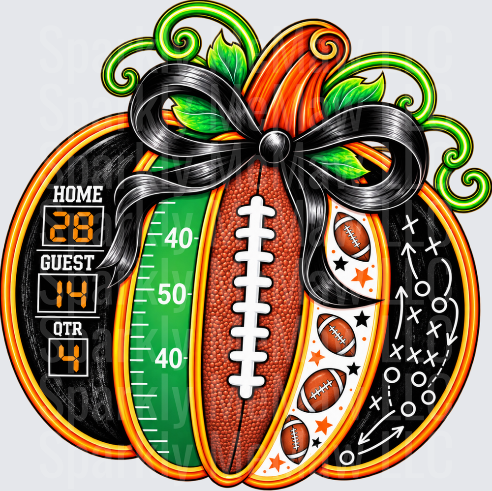 Football Pumpkin Scoreboard Fall is a UV DTF Decal