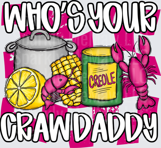 Who's Your Crawdaddy Cajun Crawfish Boil with Lemon Corn and Creole Seasoning UV DTF Decal