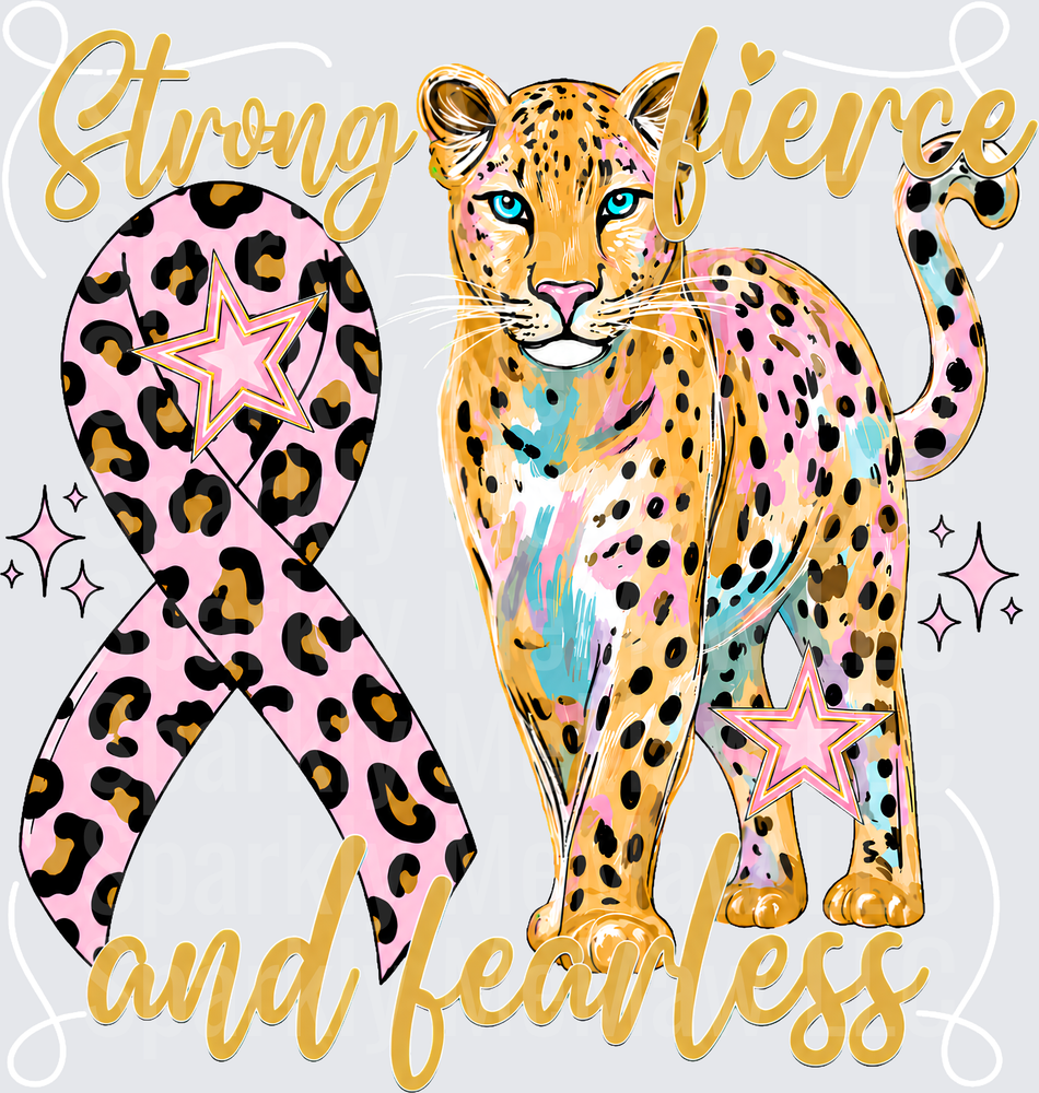 Strong Fierce Fearless Leopard Ribbon UV DTF Decal